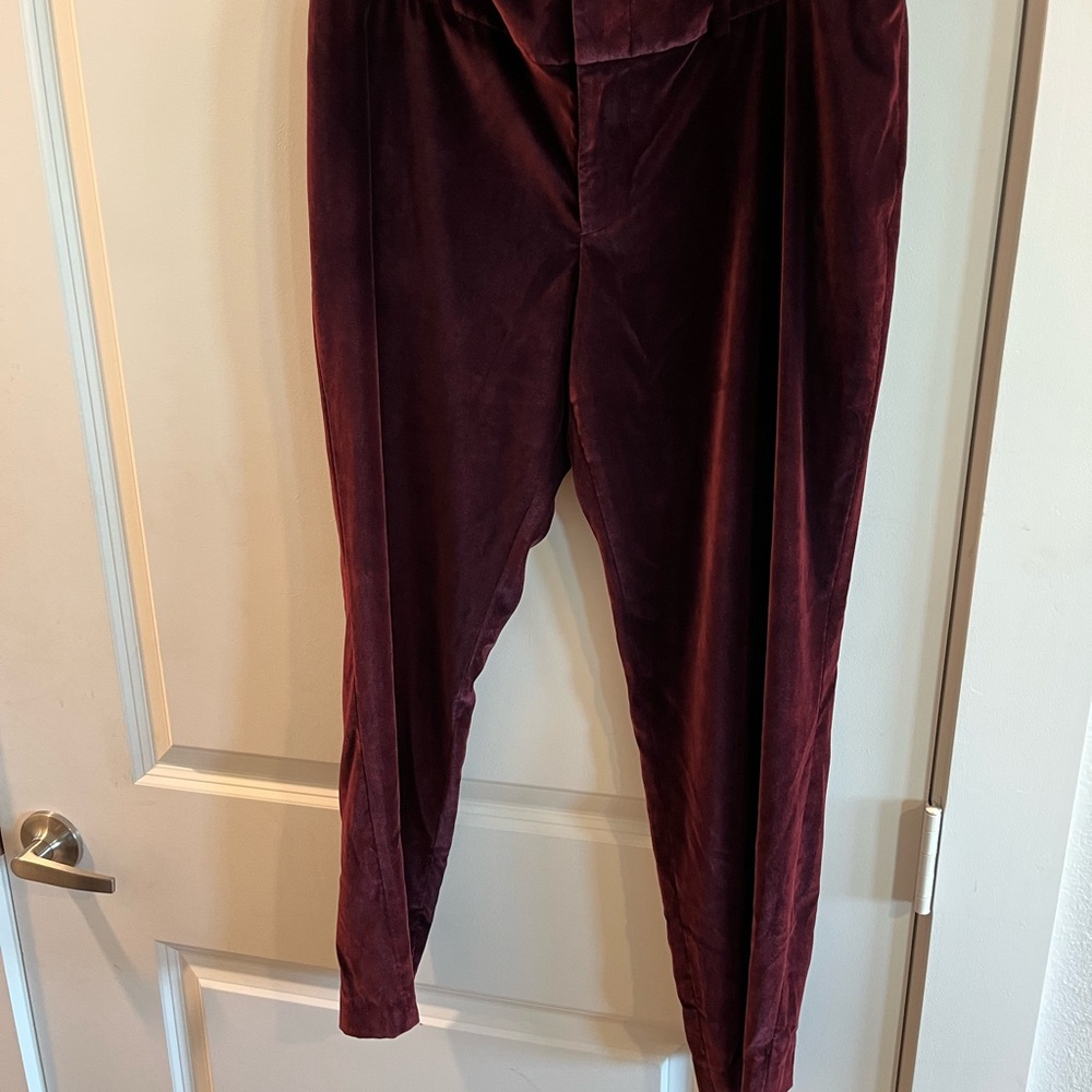 Alice + Olivia Burgundy Velvet Trousers